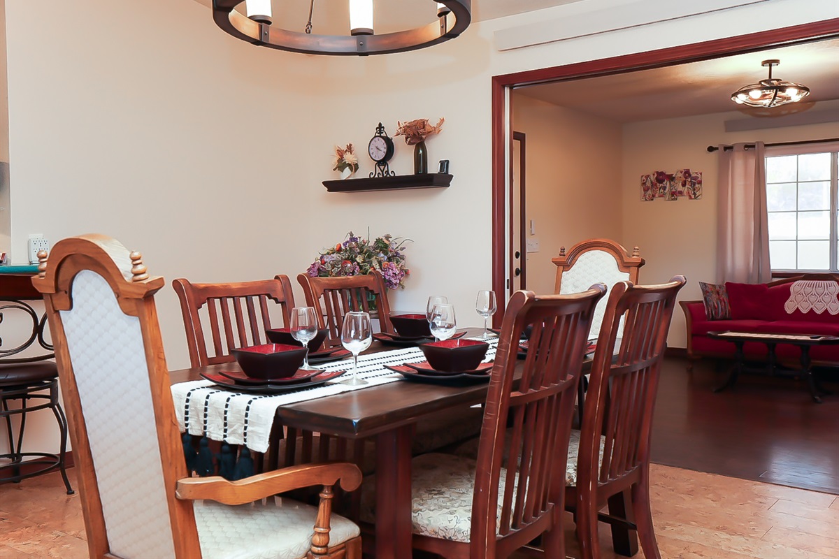 Gather around the dining table for family meals, game nights, or planning tomorrow’s adventures—comfortably seats everyone.