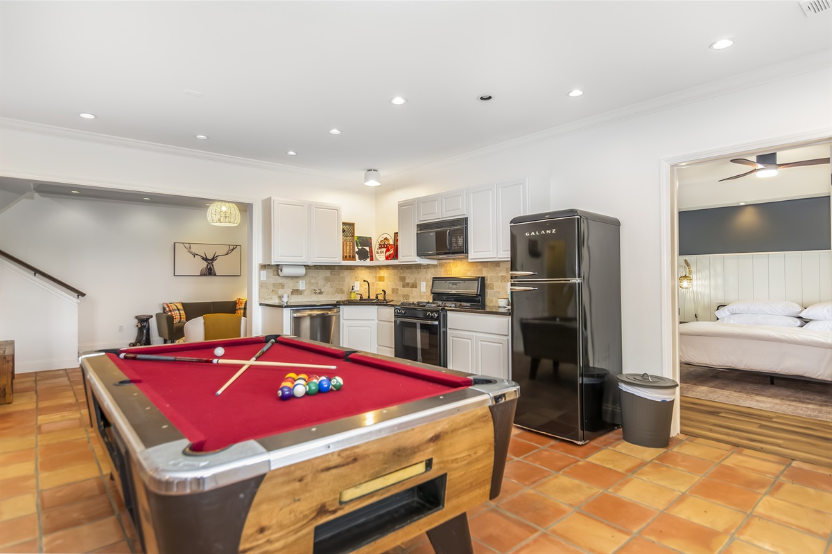 Game room and basement kitchen