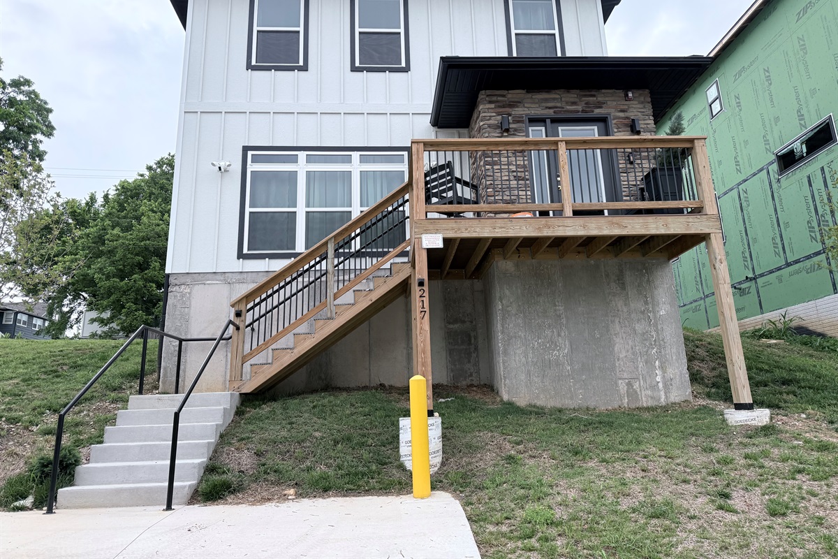 Front elevation of new home with open concept