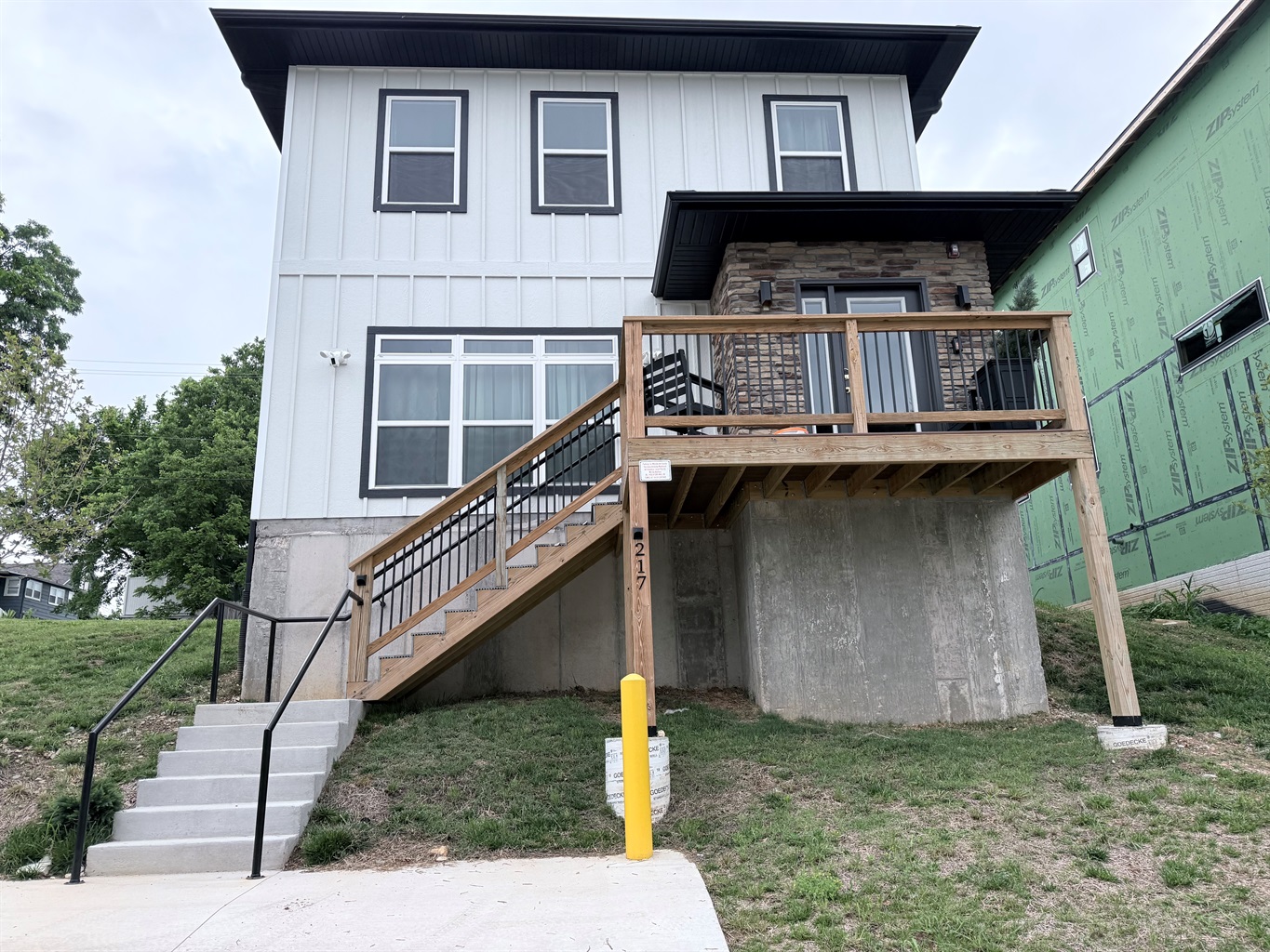 Front elevation of new home with open concept