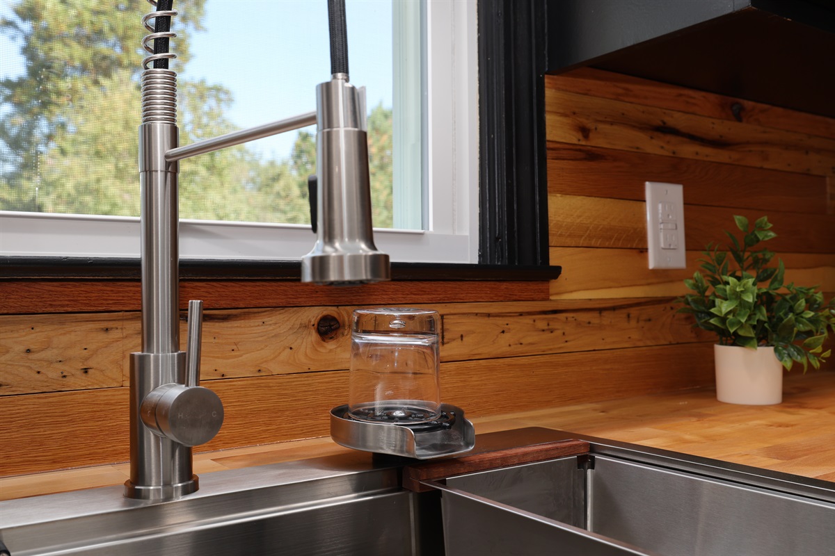 Glass cleaner on sink