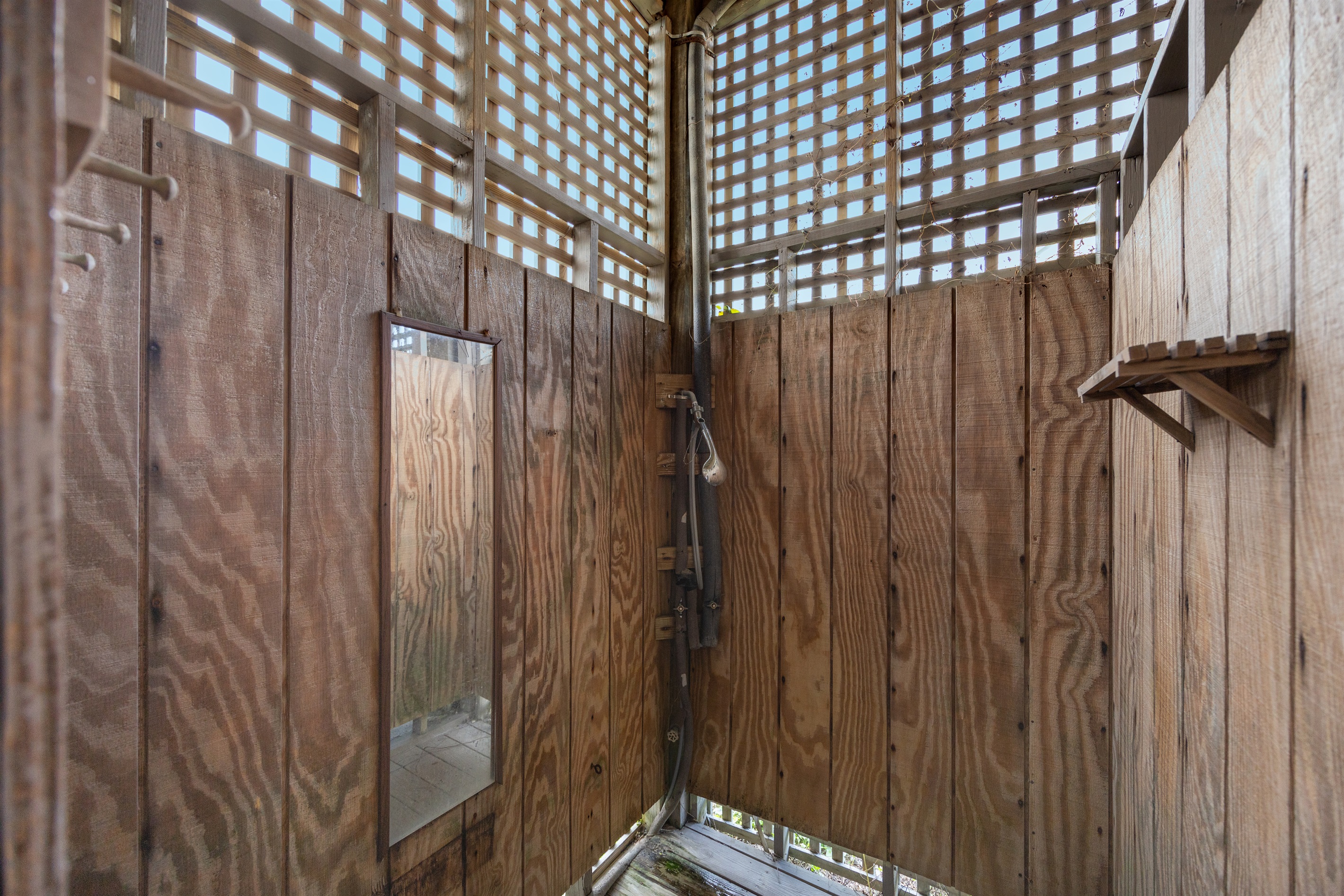 Enjoy a refreshing rinse in the fully enclosed outdoor shower.