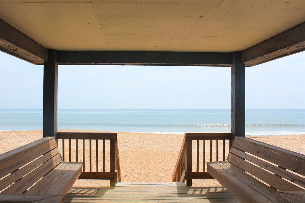 Gazebo offers covered seating right at the beach