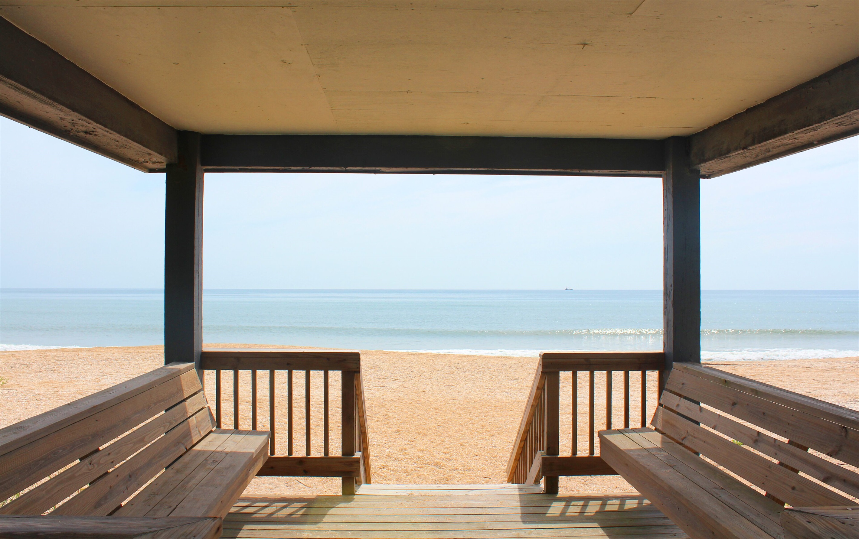 Gazebo offers covered seating right at the beach