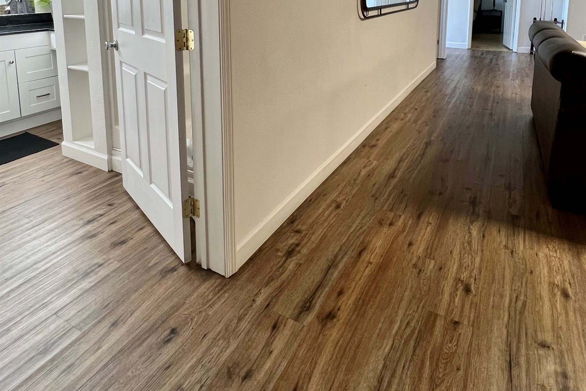 Lower level area with new flooring 