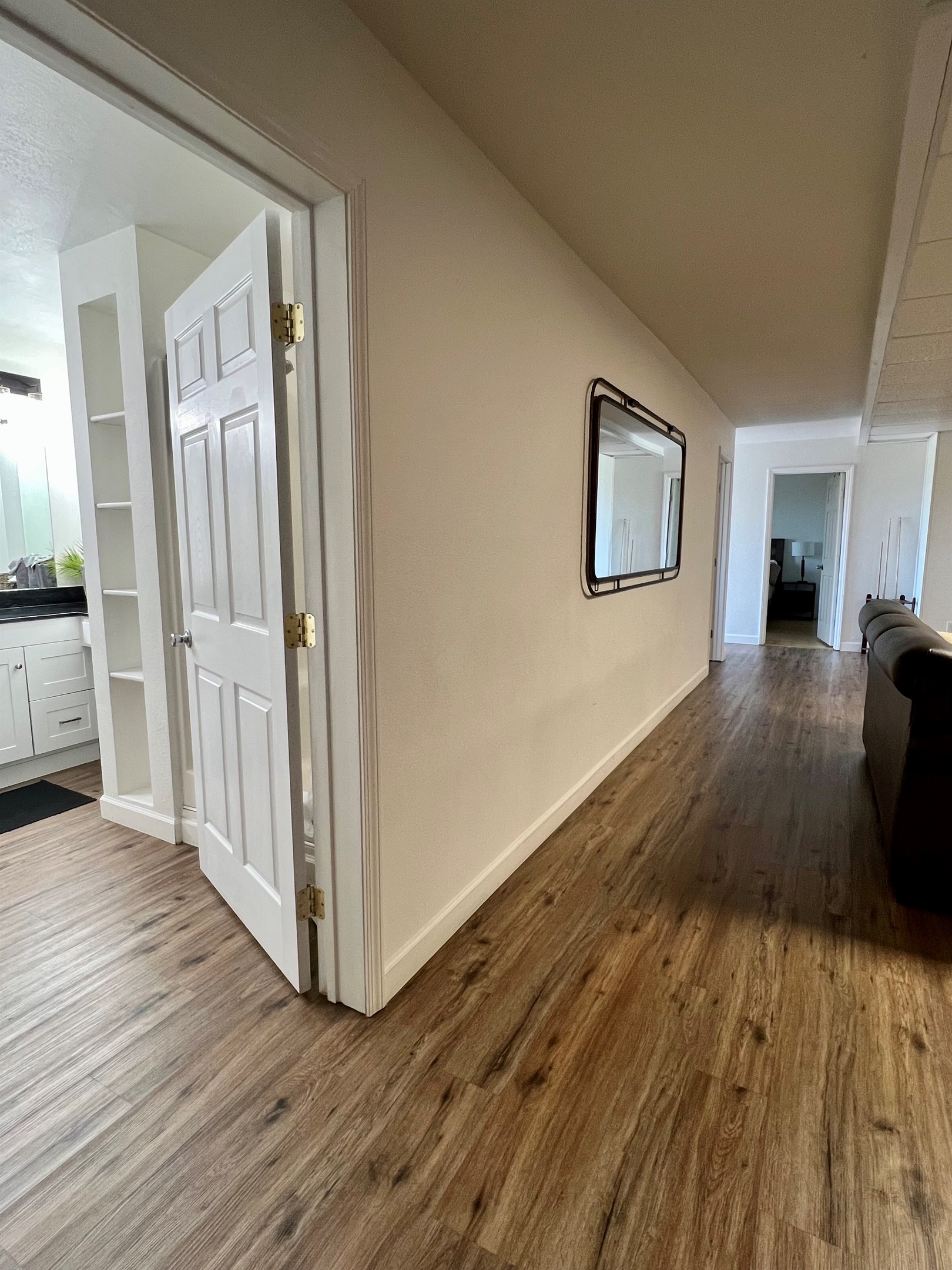 Lower level area with new flooring 