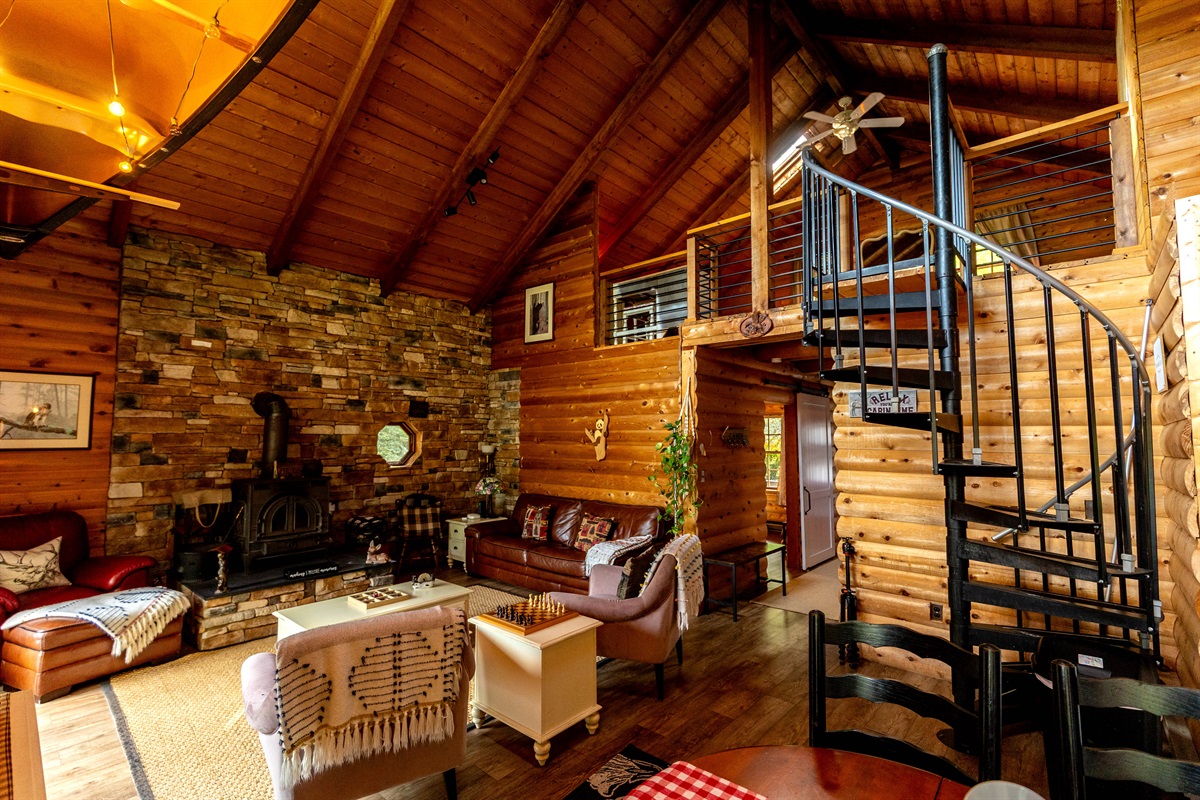 Adventure upstairs and find River Rock Cabin's loft! 