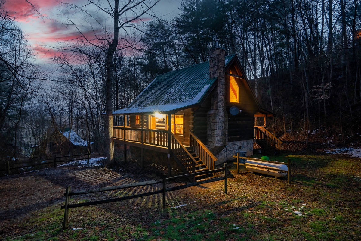 Twilight setting around Morn'n Deer cabin