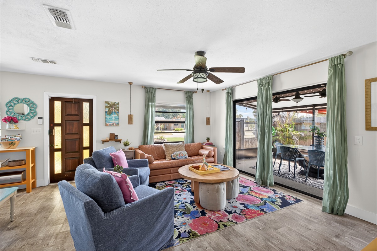 Comfortable living space welcomes you when you walk through the front door.
