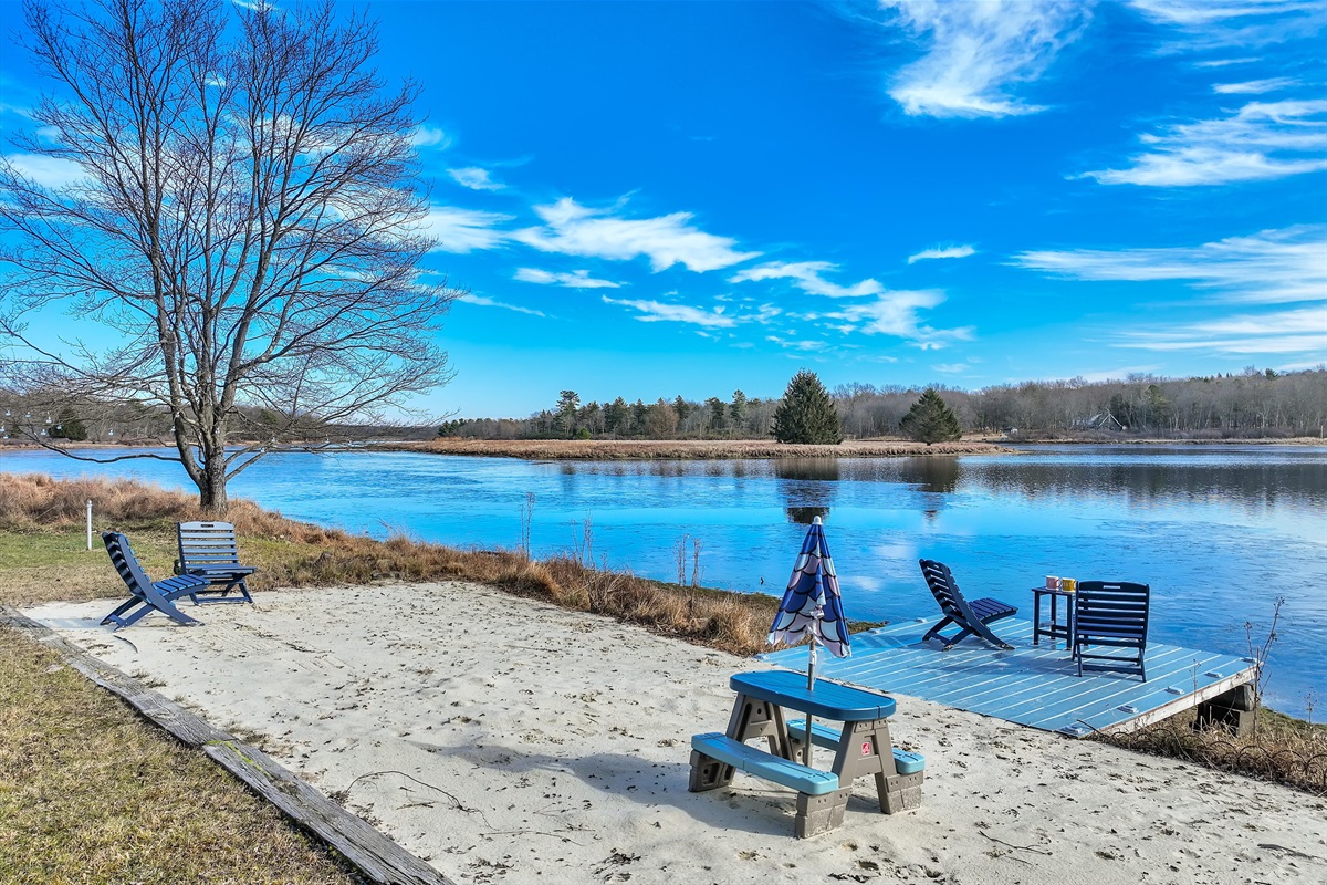 Chairs by the lake for peaceful winter mornings