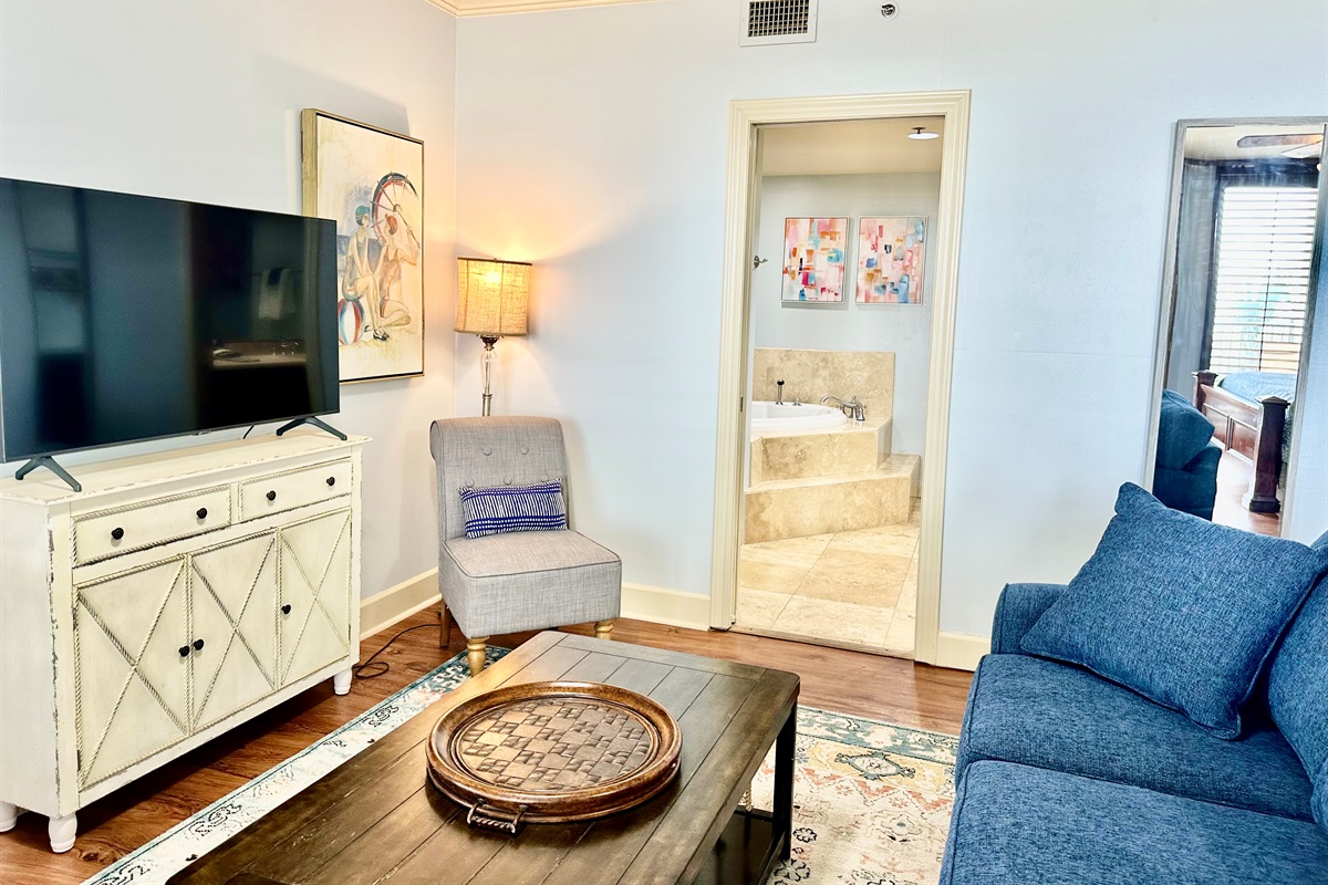 This door is the entrance to the master bathroom...