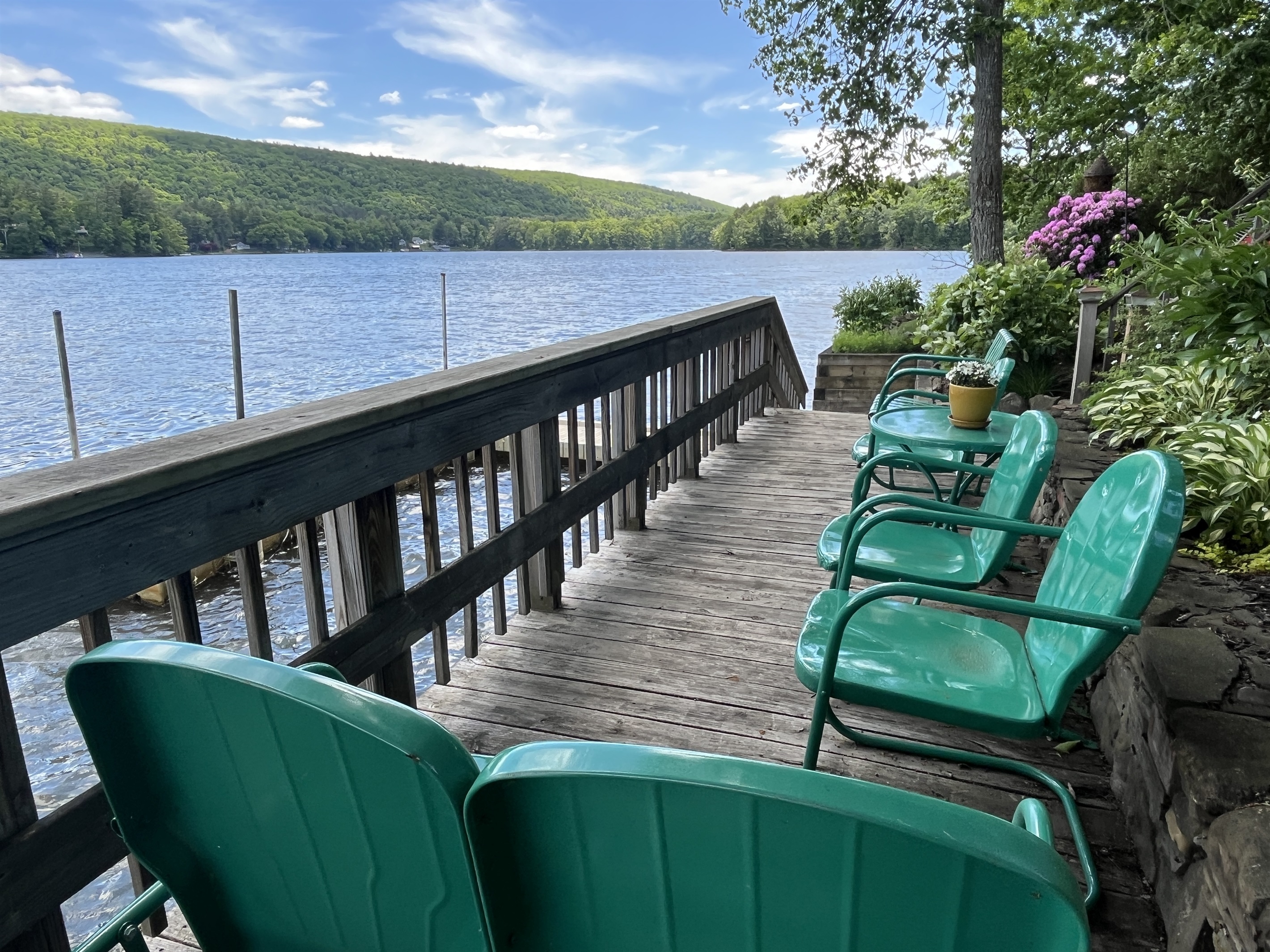 Lower level deck overlooking Goodyear Lake
