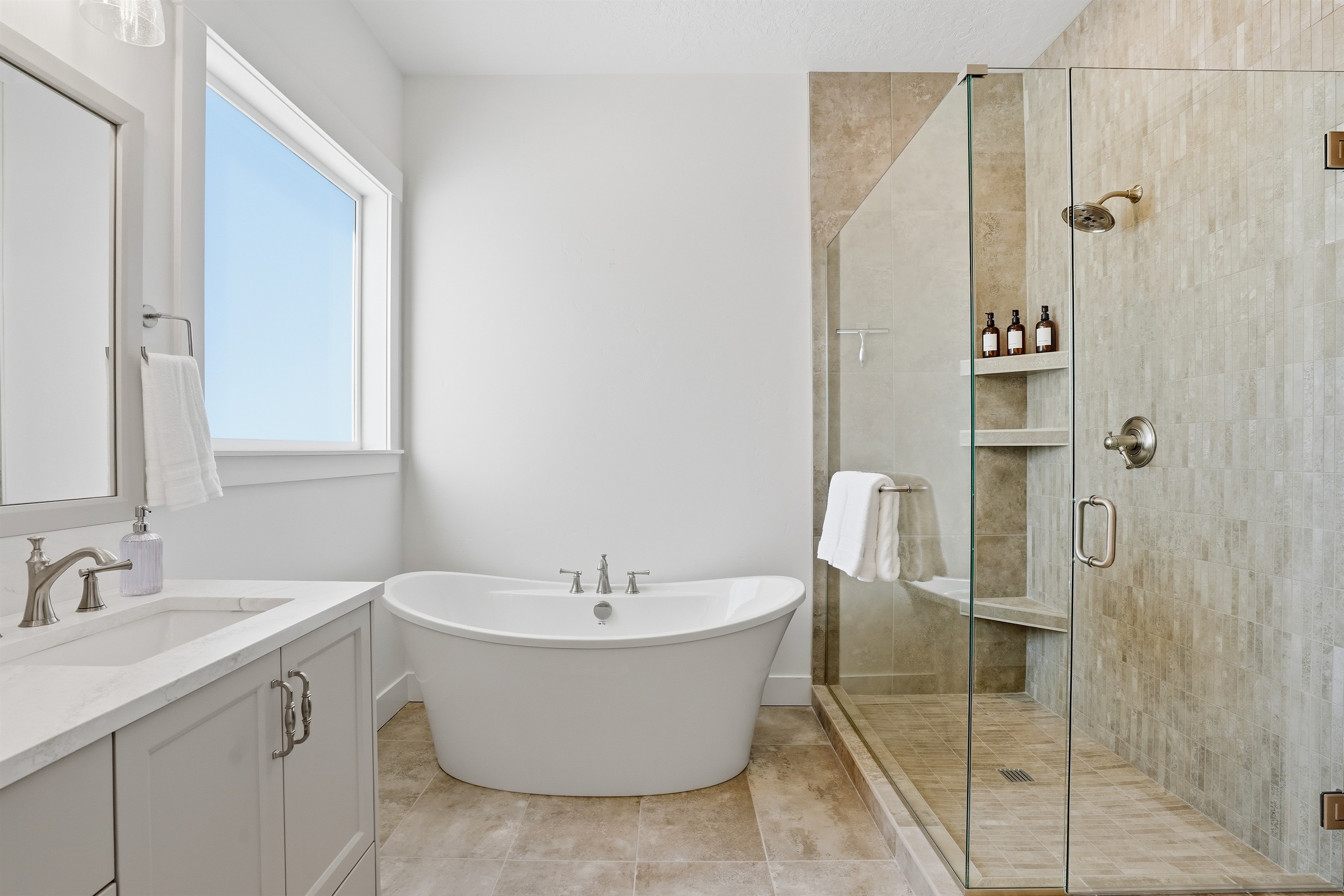 Unwind in a Serene Bathroom with Designer Accents