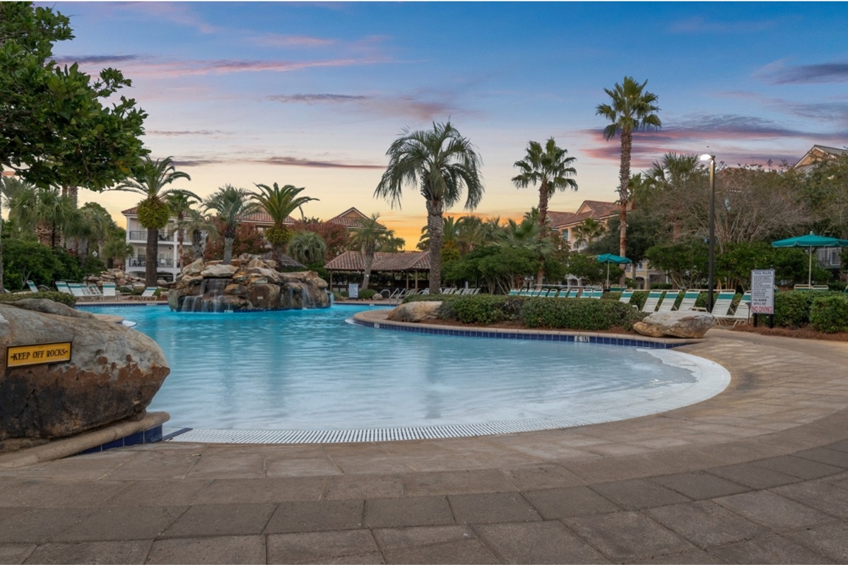A resort-quality lagoon pool with a waterfall, just steps from your door.