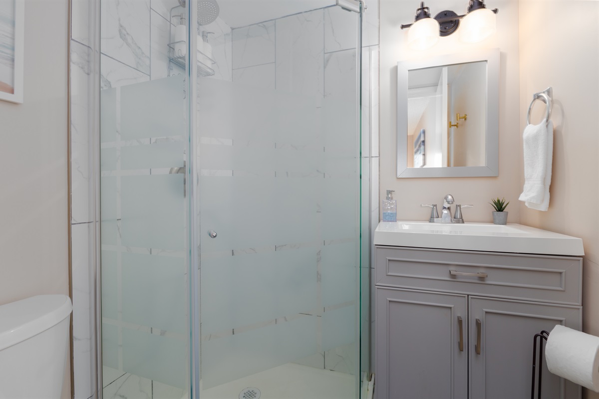 Master bathroom with a modern aesthetic