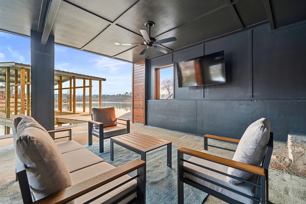 Comfortable seating on the patio provides another inviting spot to unwind while taking in the peaceful setting.
