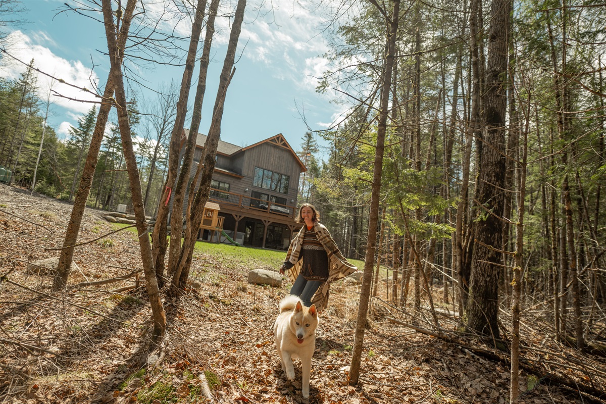 The backyard is a perfect place for furry friends to enjoy nature.