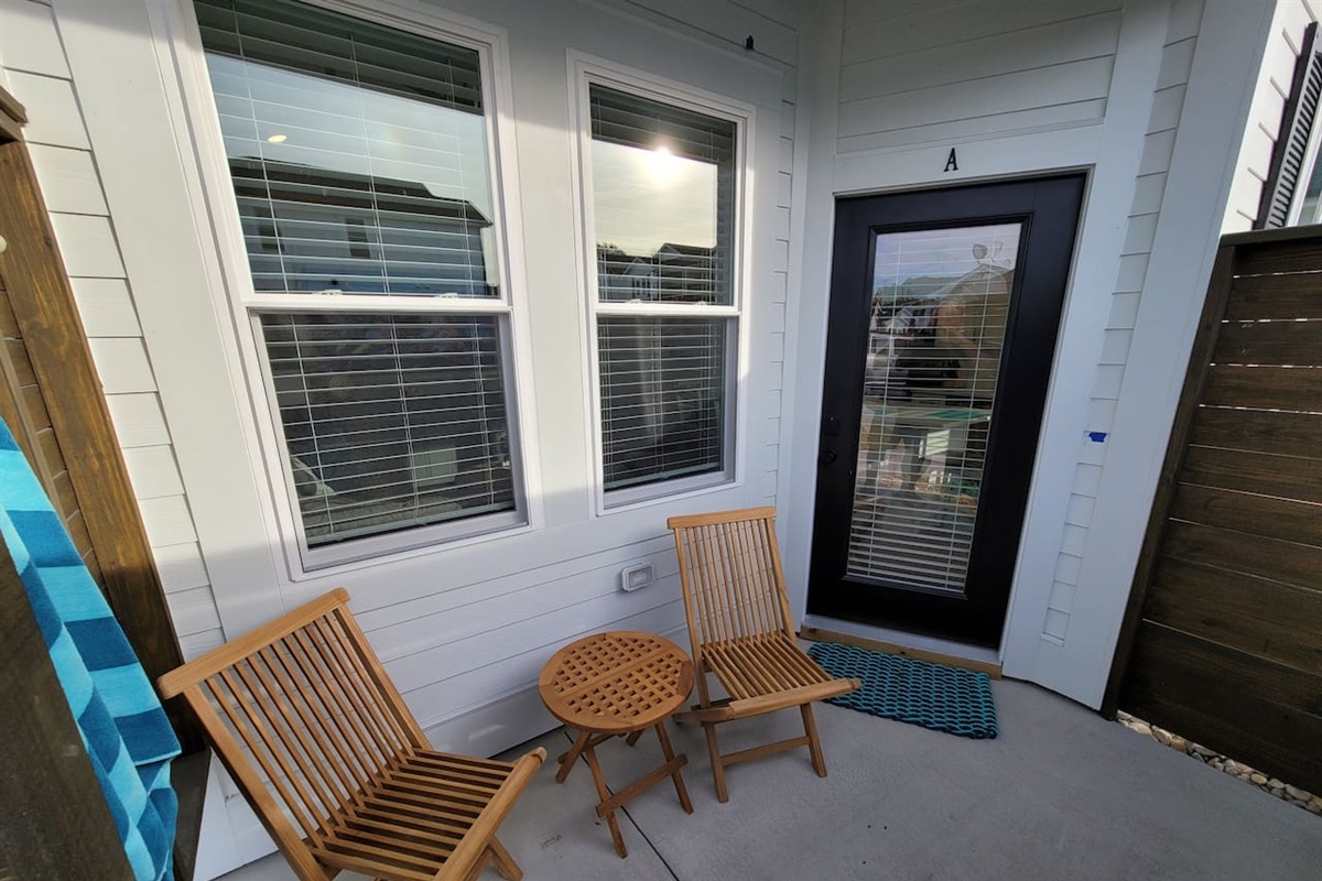 Front patio with a view of the Currituck Lighthouse.  Great for relaxing with your morning cup of coffee.   