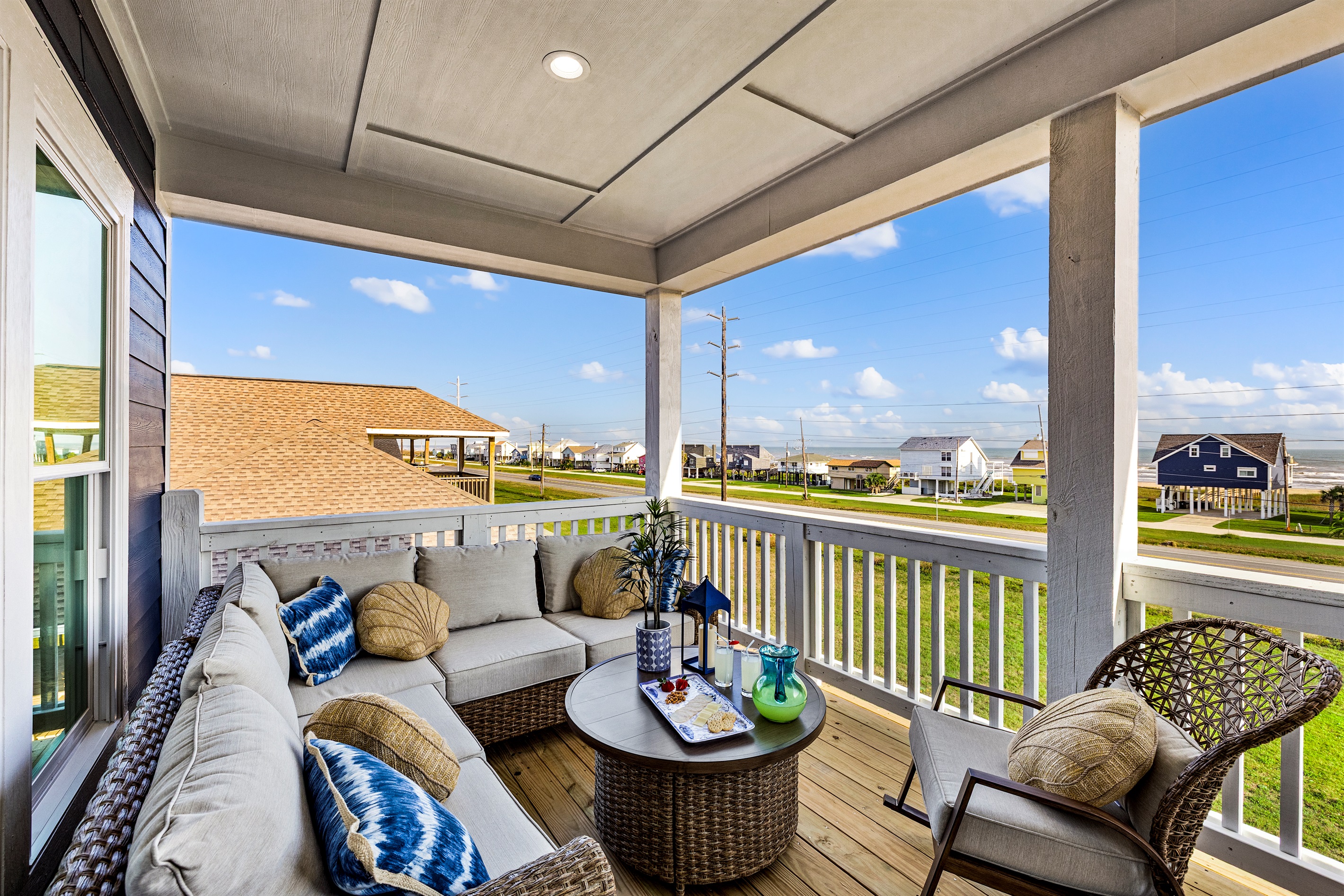 Curl up and read a book as you enjoy the sounds of ocean waves.