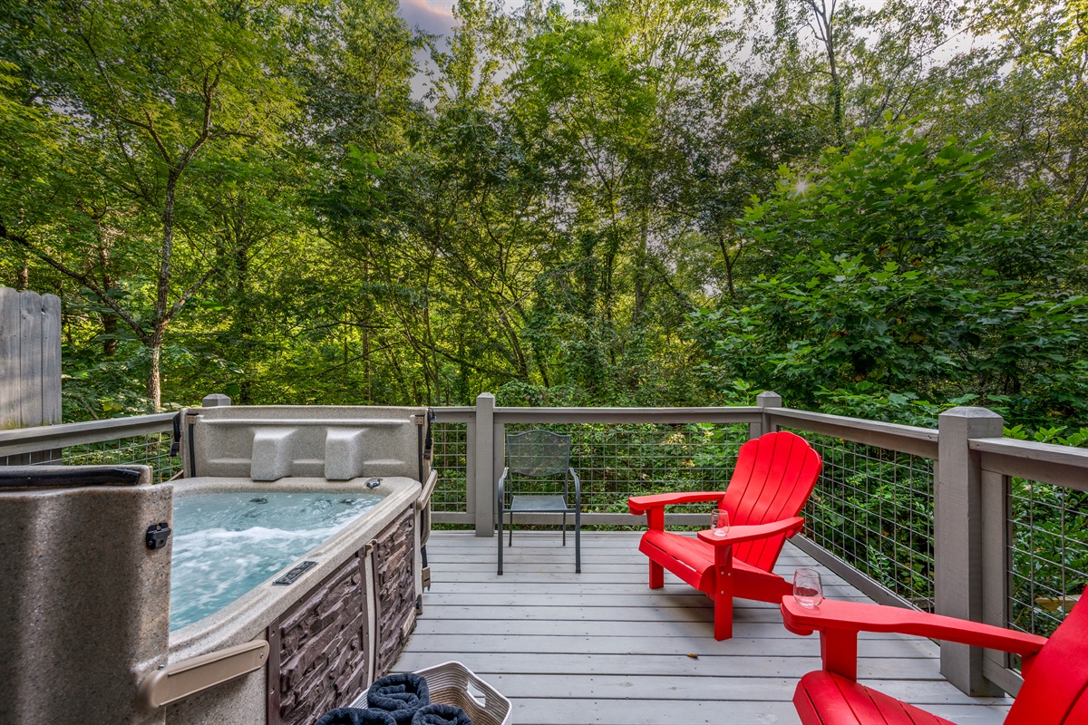 Your private hot tub on the deck