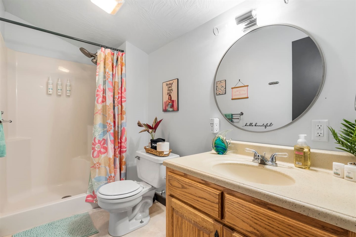Upstairs bathroom with shower