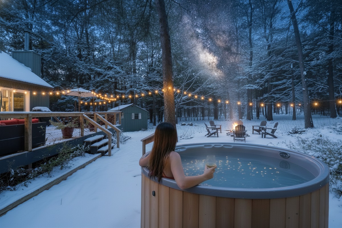 Your own private luxury retreat - complete with a cedar barrel hot tub