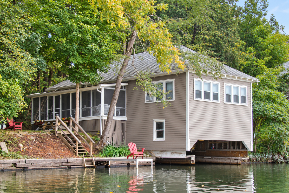 Goodyear Boathouse from the water - note it is no longer used as a boathouse.