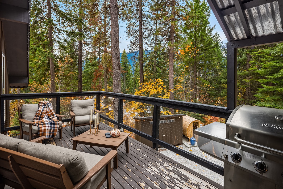 Upper deck with lounging and BBQ, propane provided - pet friendly