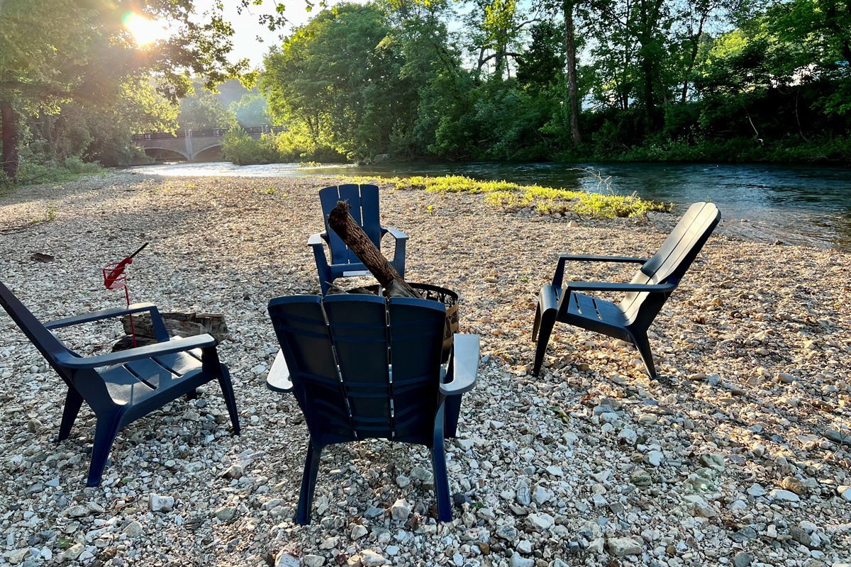 Fire pit by creek