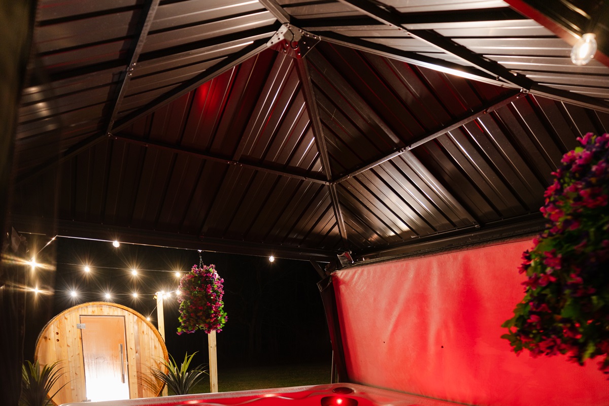 Spend your evening soaking in the hot tub or warming up in the sauna.