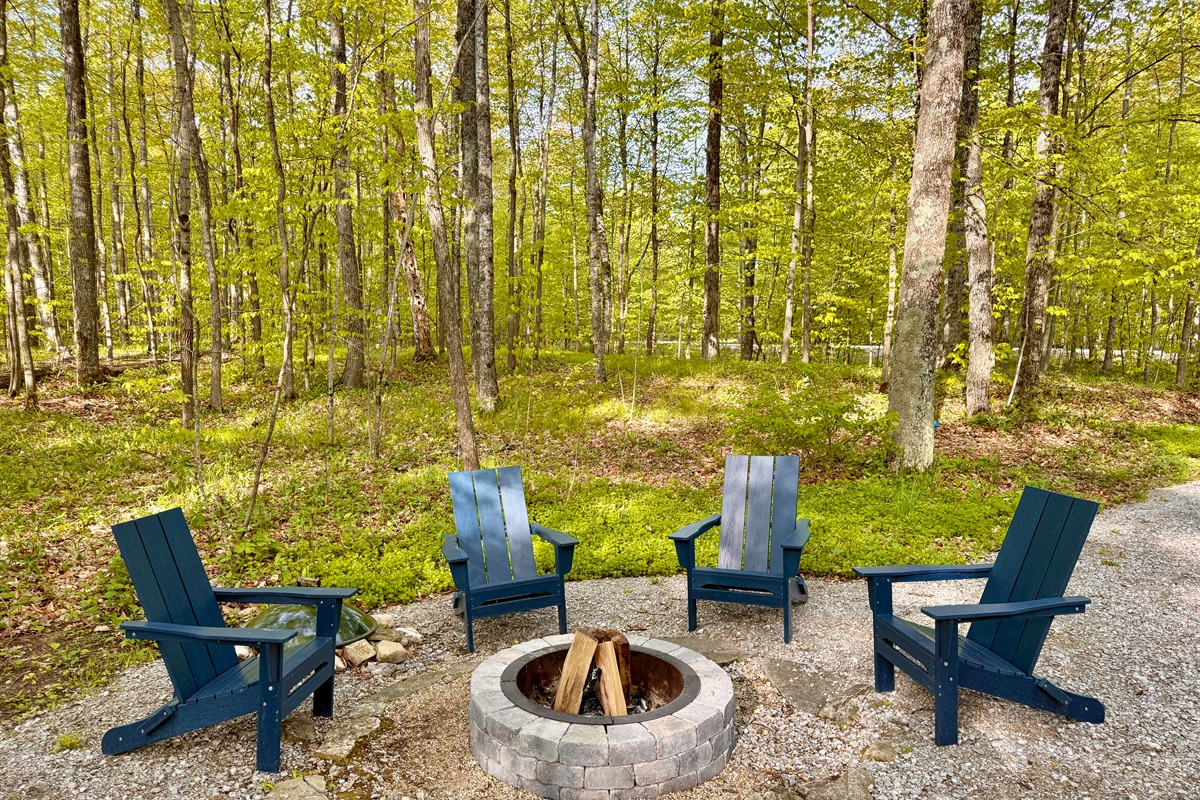 Adirondack Chairs + Fire Pit