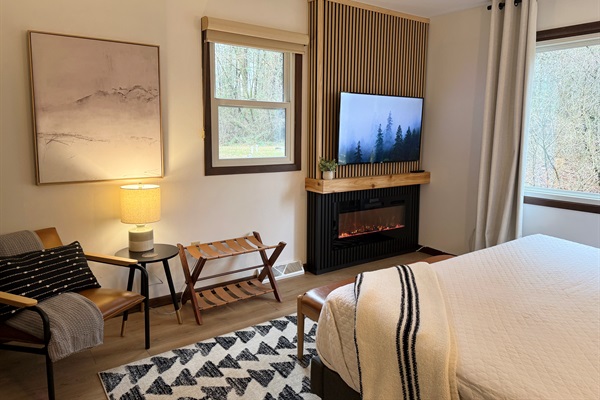 New fireplace feature in main floor bedroom