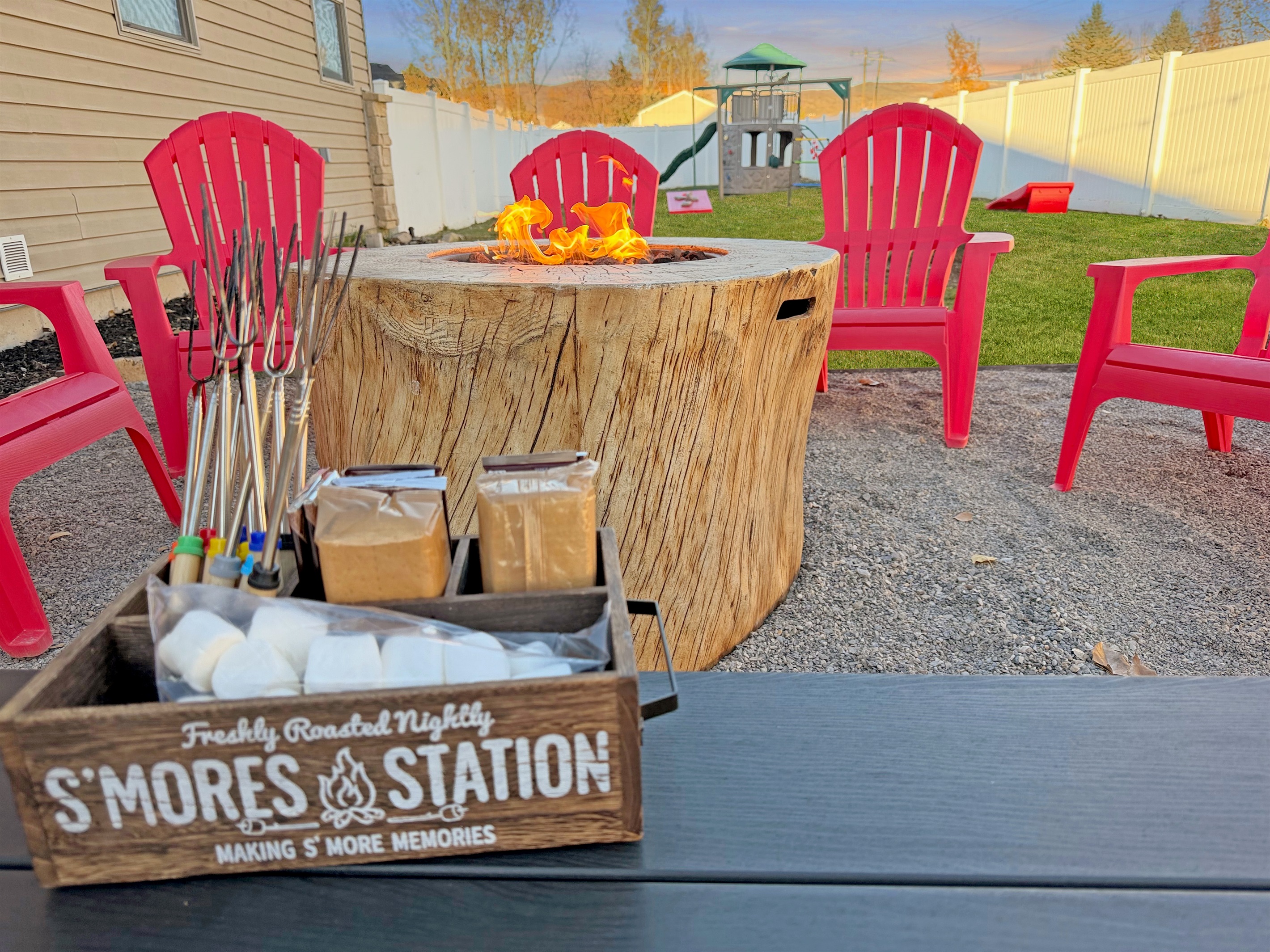 Gather around the fire as the sun slips behind the mountains. Roast s’mores with the included kit, share the day’s adventures, laugh over the tall tales that grow with every ember—and create the kind of memories your family will talk about for years!