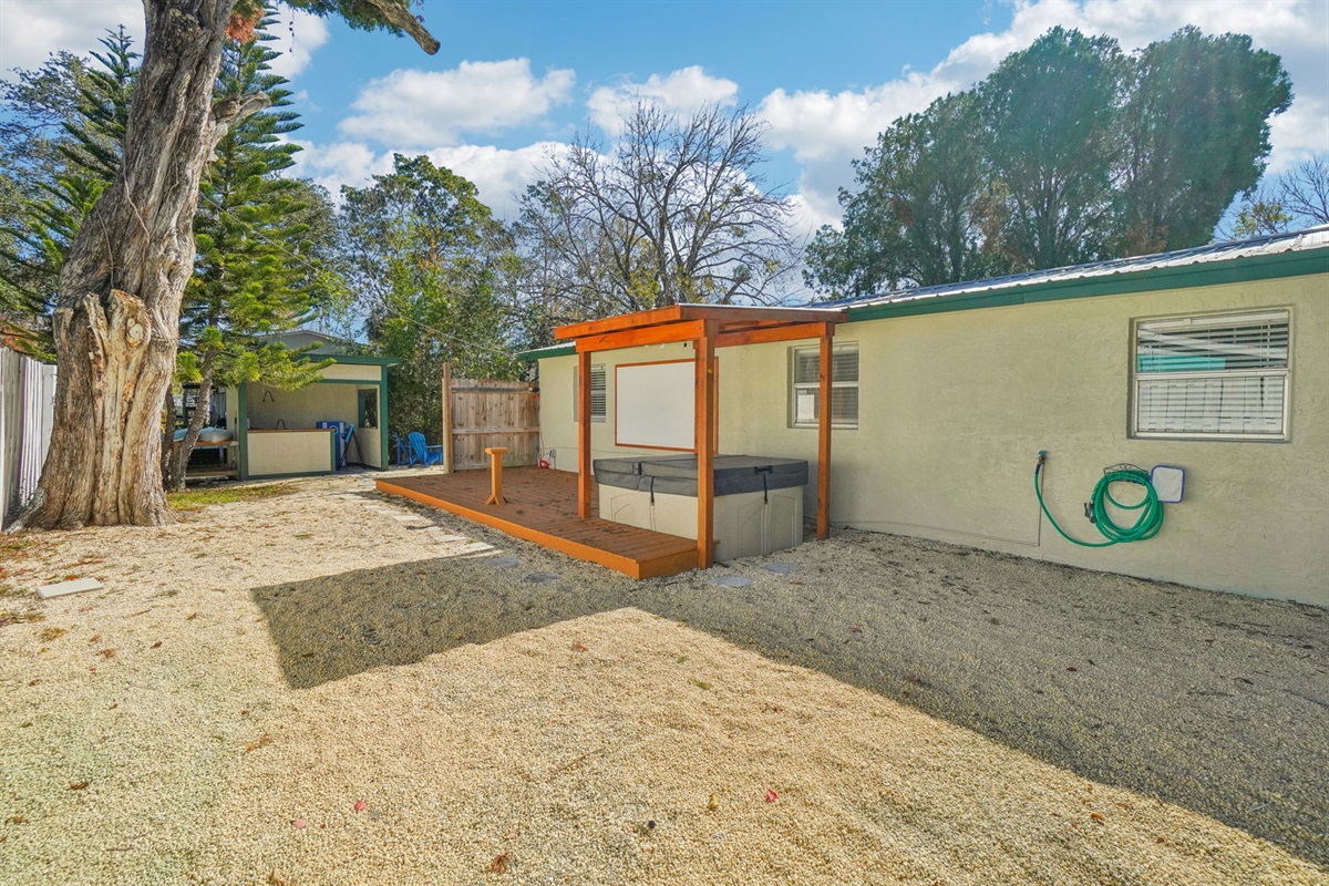 Hottub and side yard