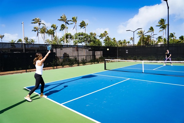 Rent a tennis or pickel ball court at the nearby Turtle Bay Resort