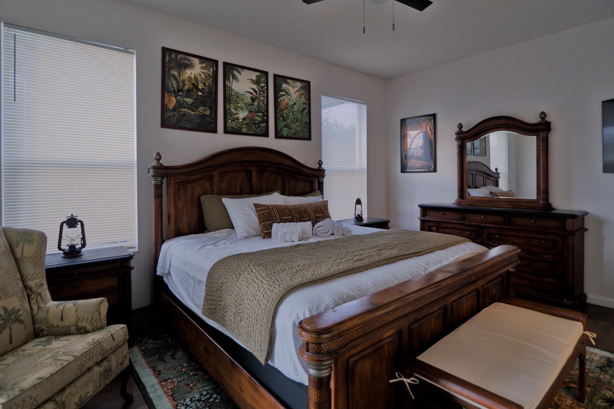 Jungle Book room with king bed.