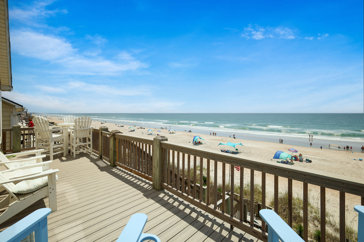 Spacious top deck with unbeatable beachfront views