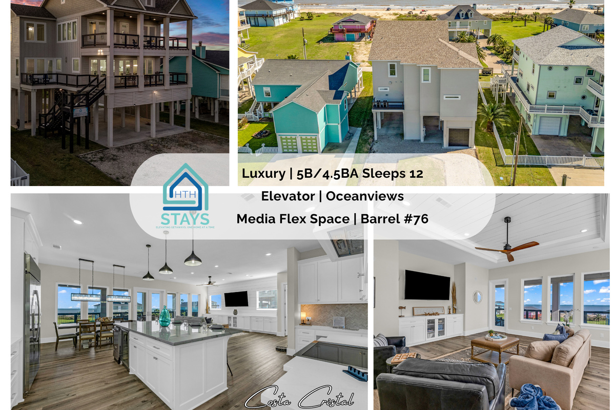 Costa Cristal Exterior: Experience a luxurious beach house with a private elevator, gourmet kitchen, and flexible media space perfect for relaxing or entertaining.