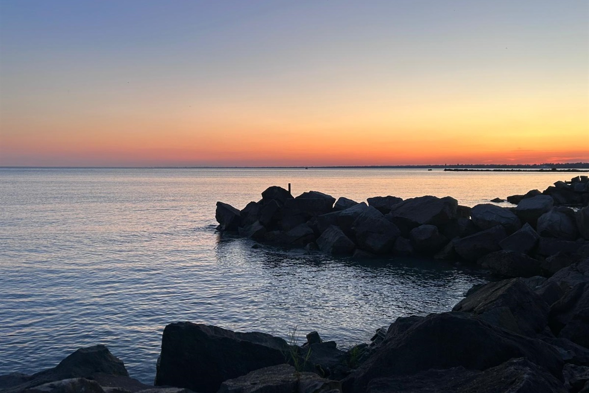 Watch the sunset over Lake Erie from the waterfront deck.