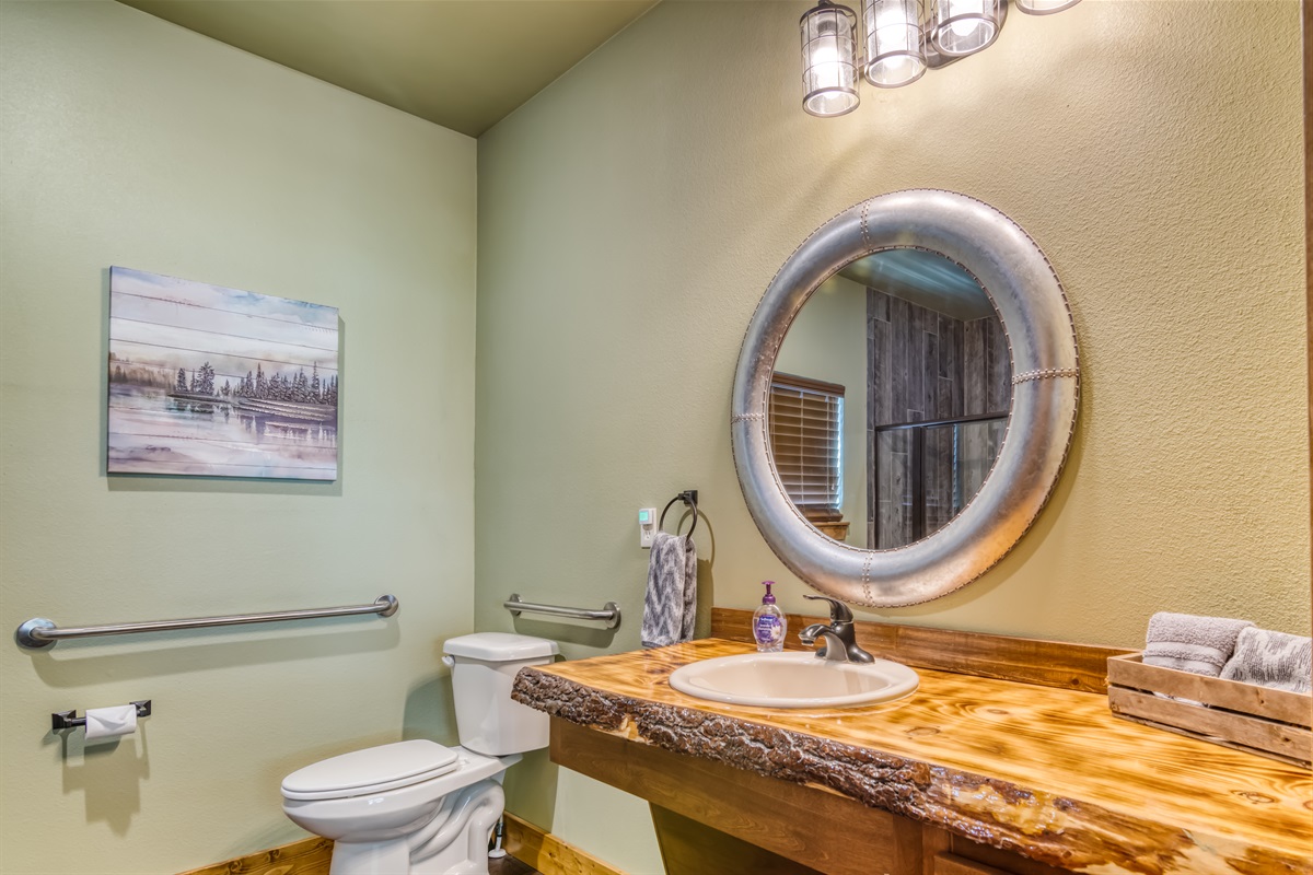 Handicapped accessible bathroom on the main level