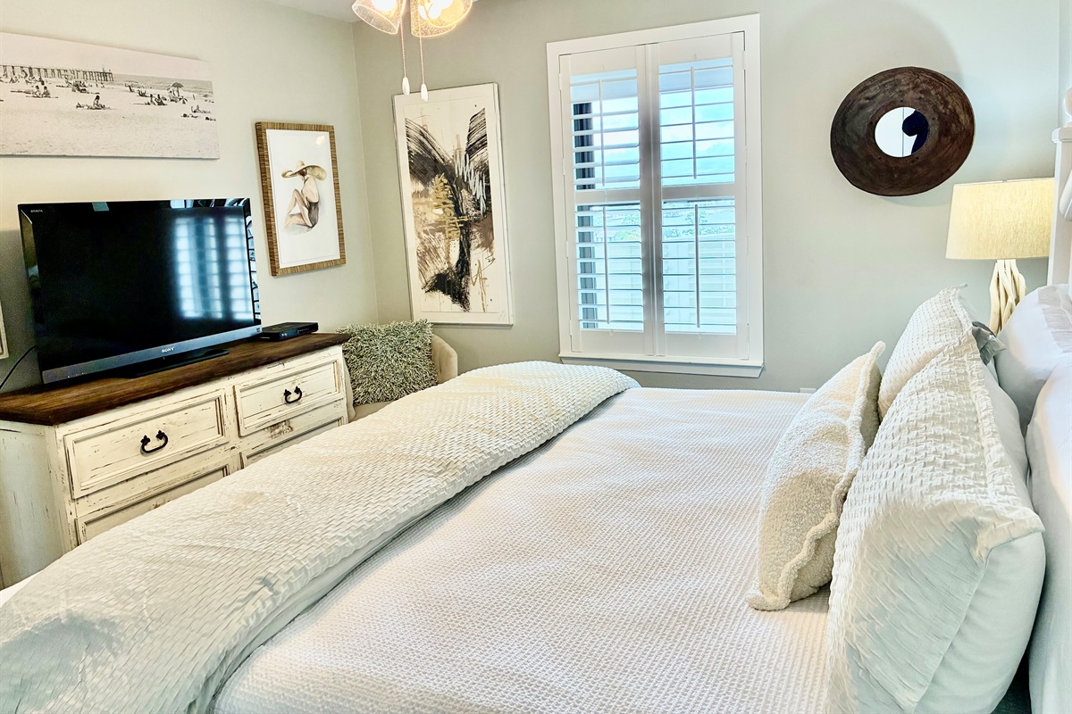 Plenty of storage and a large tv!!