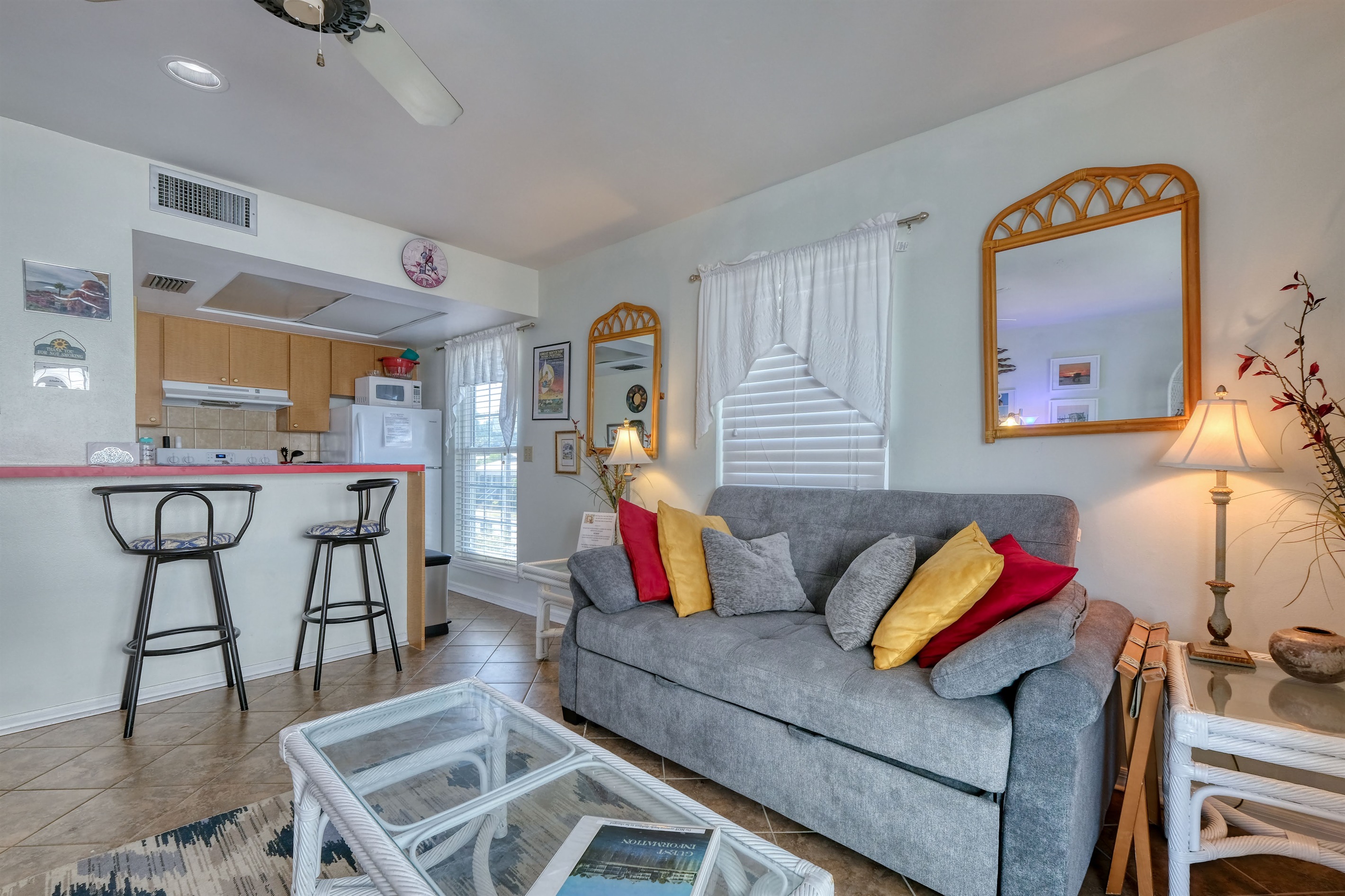 Queen sofa bed in living space