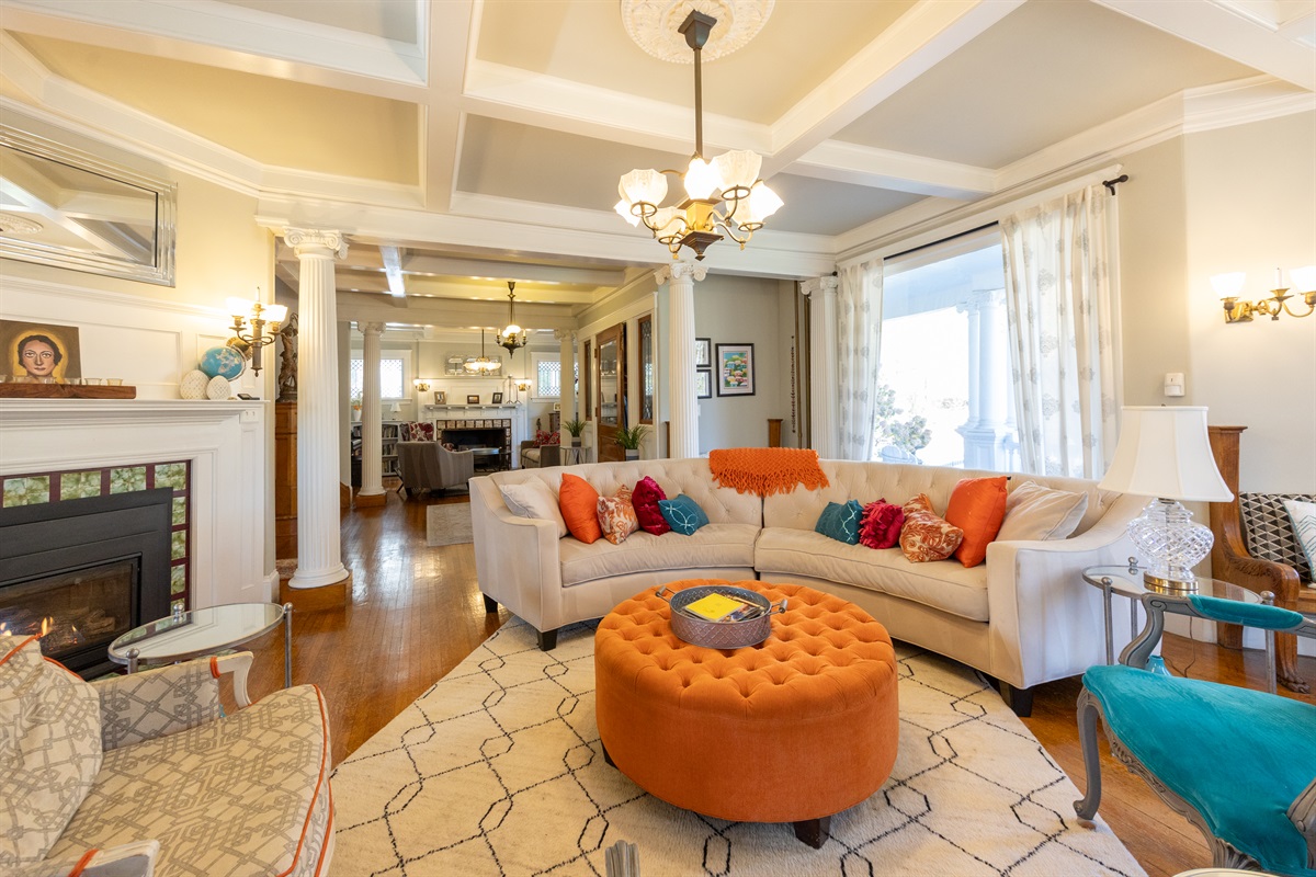 Our spacious living room is the perfect spot to relax, gather, and enjoy your time here. 