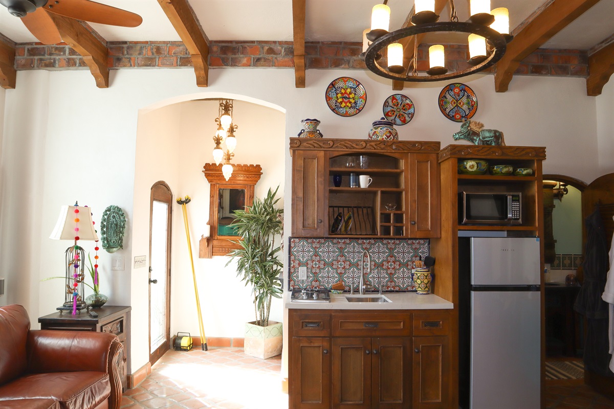 Downstairs entry and kitchenette.