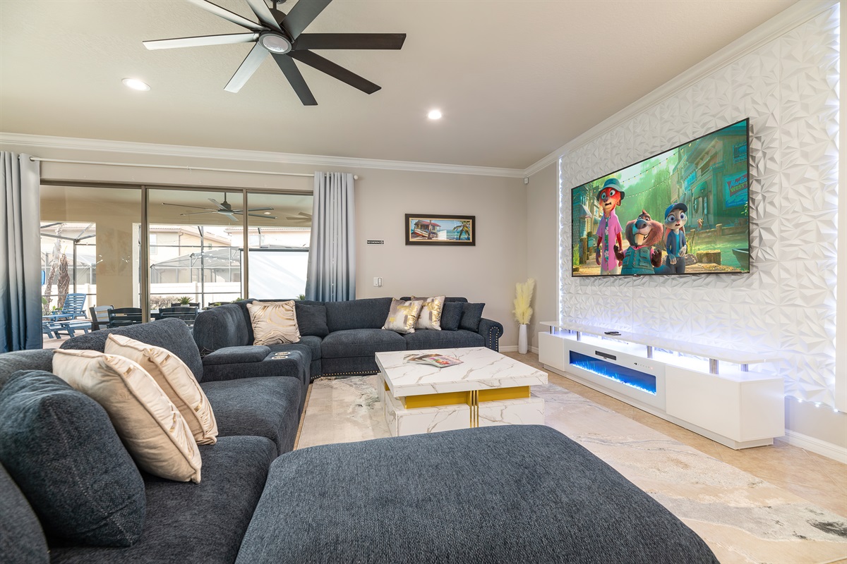 Huge Sofa and 85 Inch TV