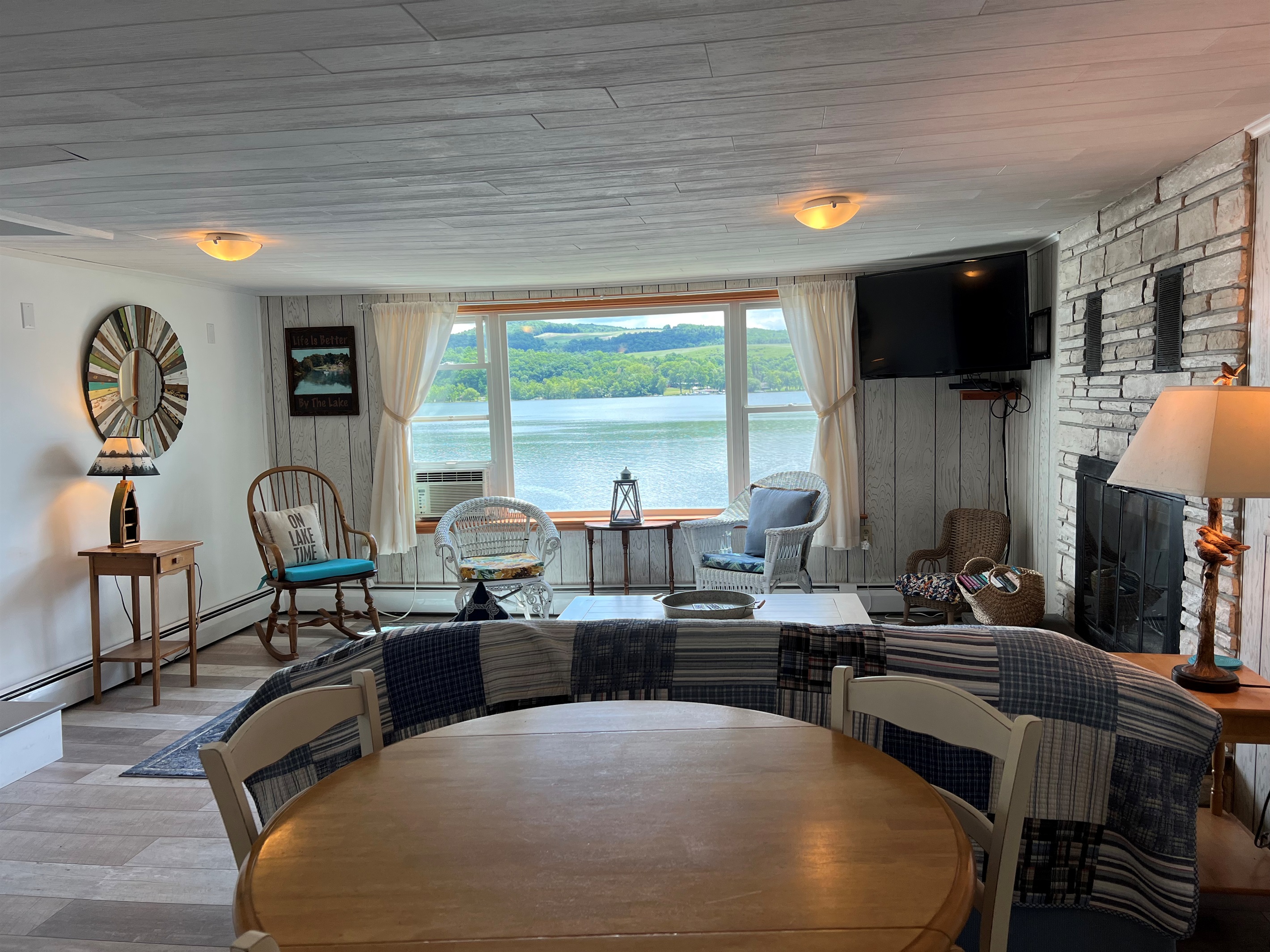 Living room with lake view
