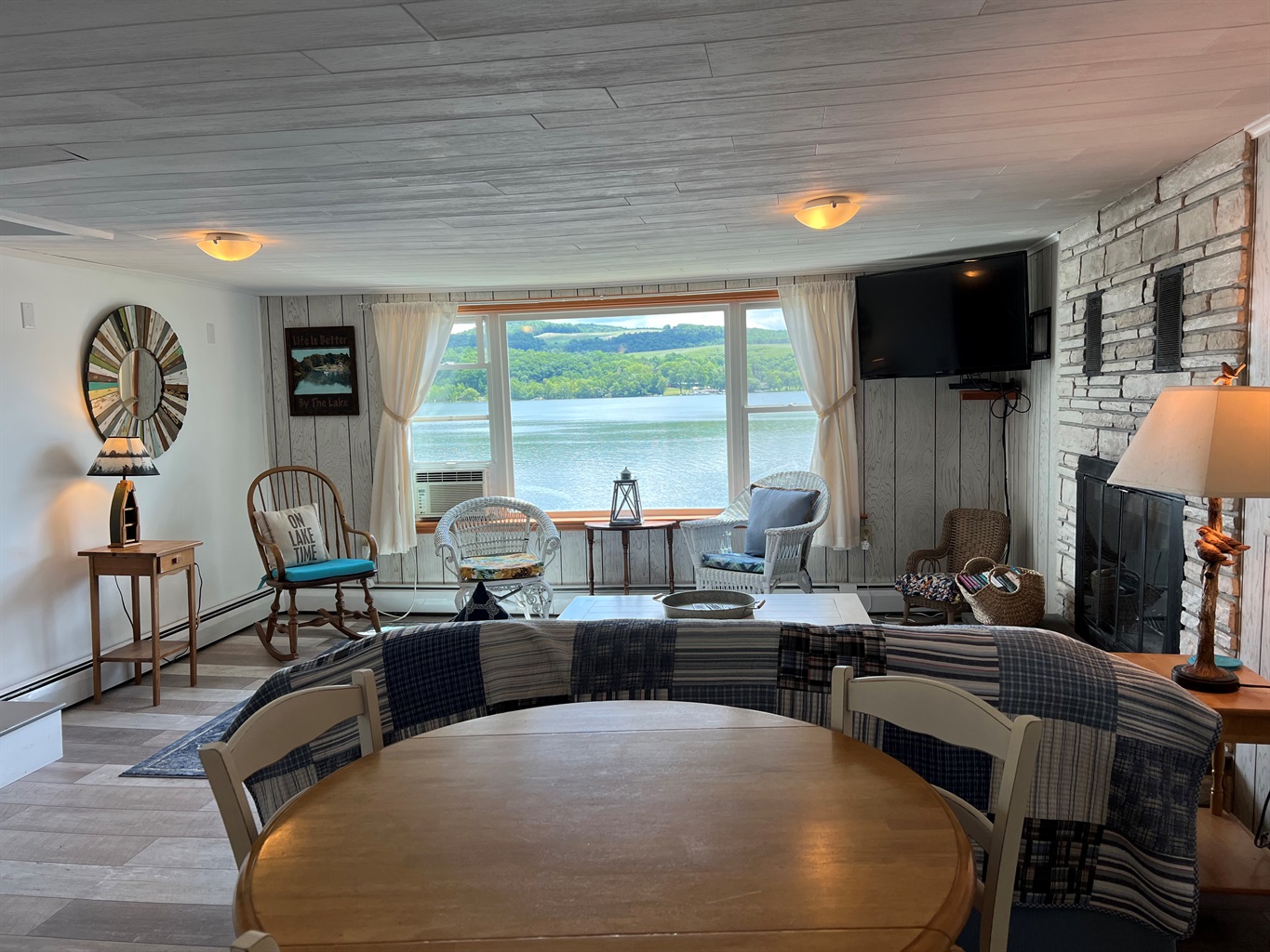 Living room with lake view