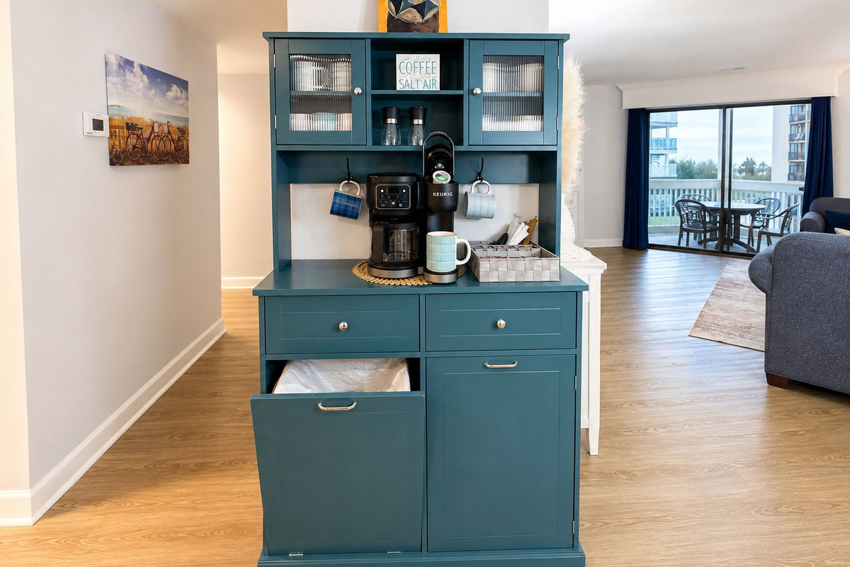 Coffee Bar with Garbage Can
