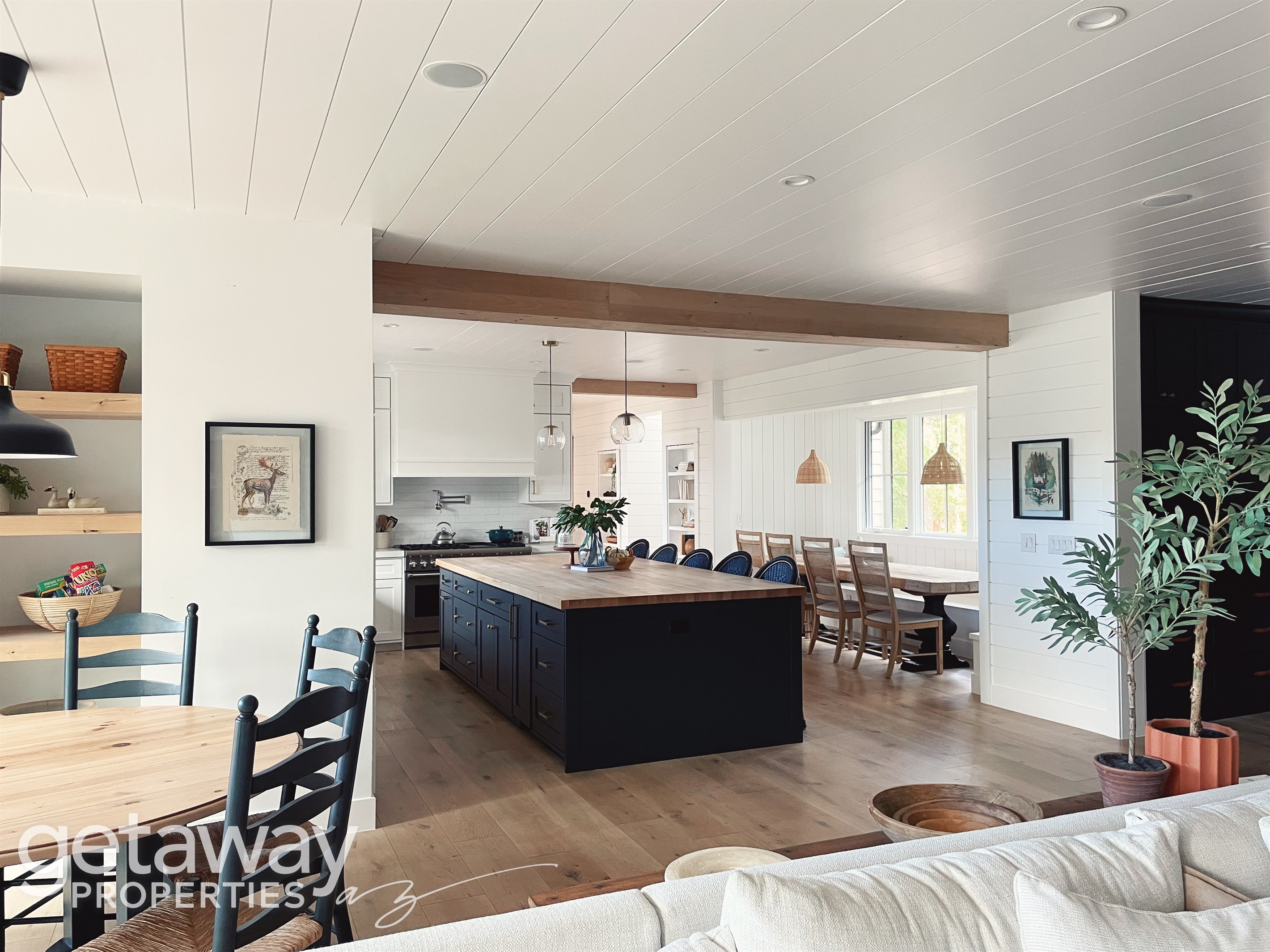 small gathering table and island