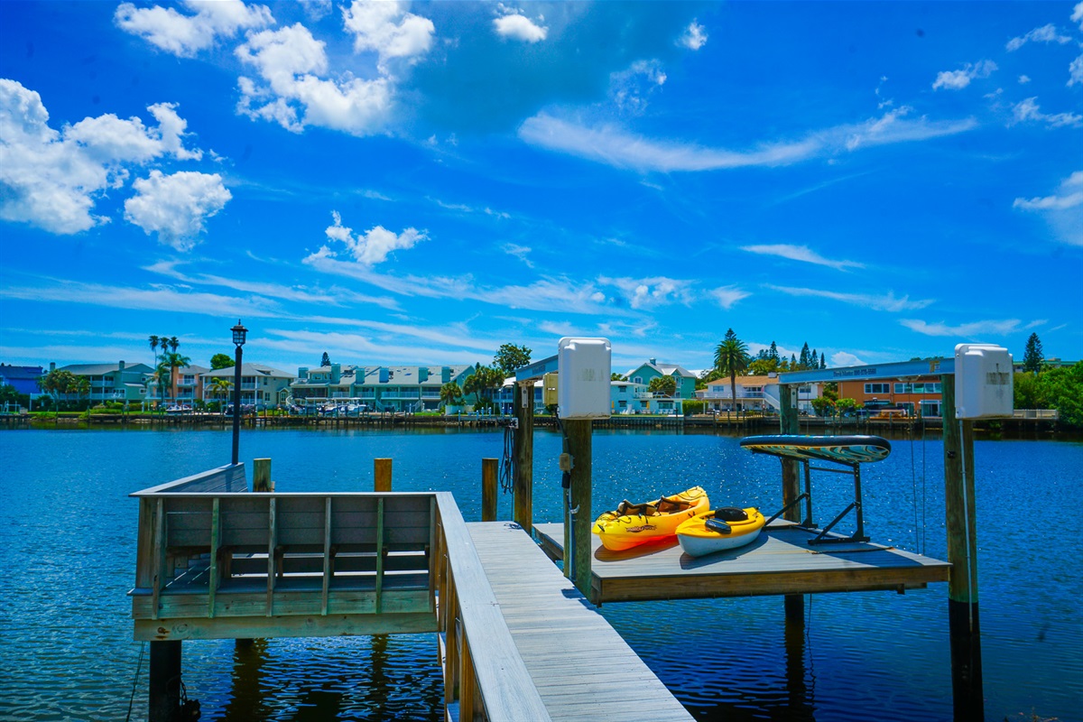 The dock has a kayak elevator to make launching easy. 